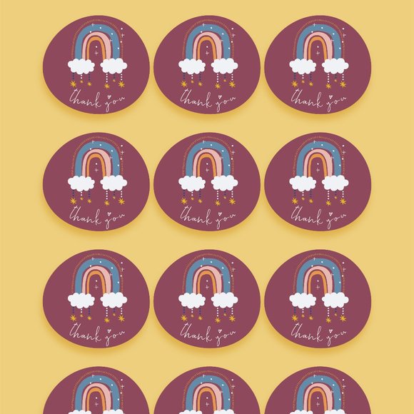 ADOSEOFDETAIL Other - 60 MD Boho Rainbow TY Stickers Maroon